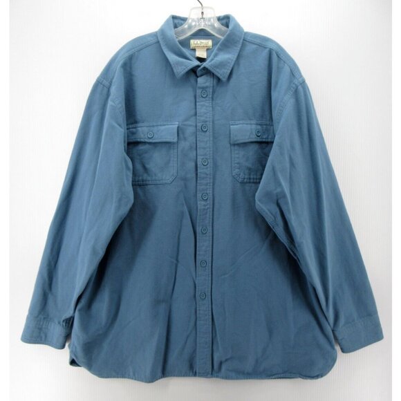 LL Bean Shirt XXL Tall Chamois Cloth Flannel Shacket Field Outdoor - Picture 1 of 9